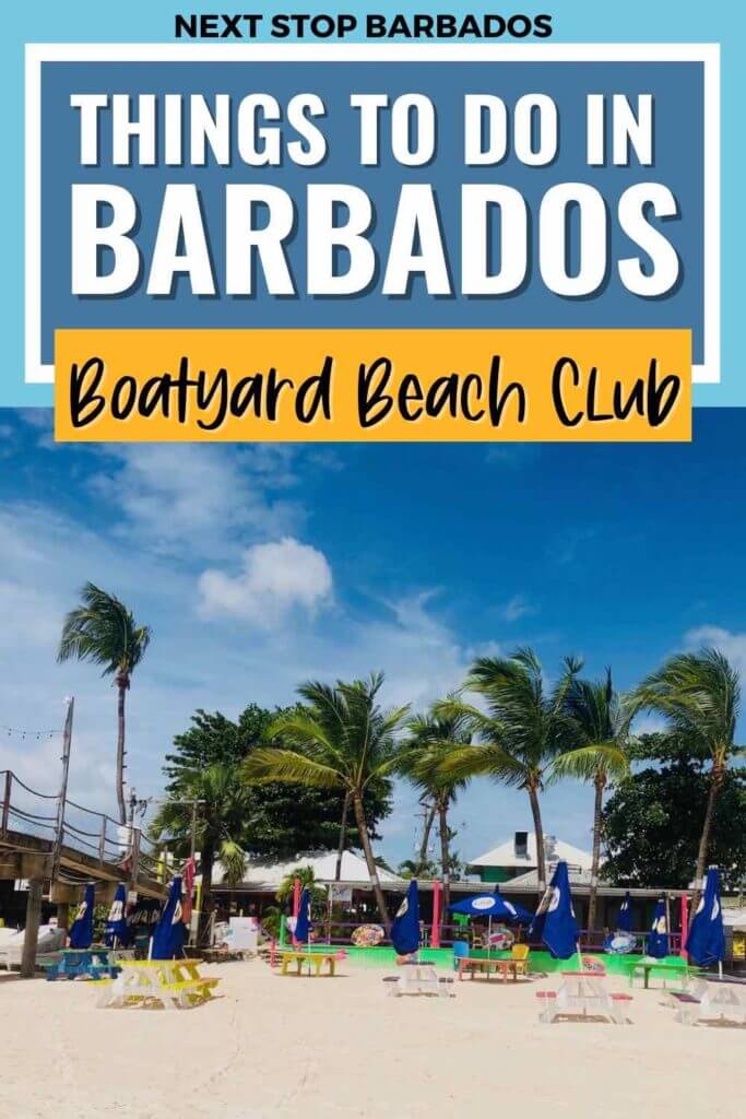 tables and umbrellas outside boatyard beach club Barbados